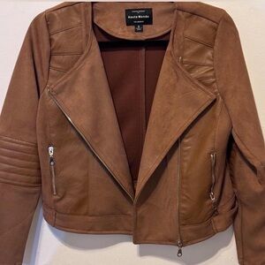 Haute Monde Tan Leather Jacket for Women